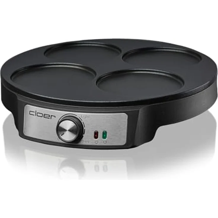 Cloer Crêpesmaker 6625 - Pancakemaker - schwarz, 1200 W Leistung, antihaftbeschichtete Platte, regelbarer Thermostat – Bild 2
