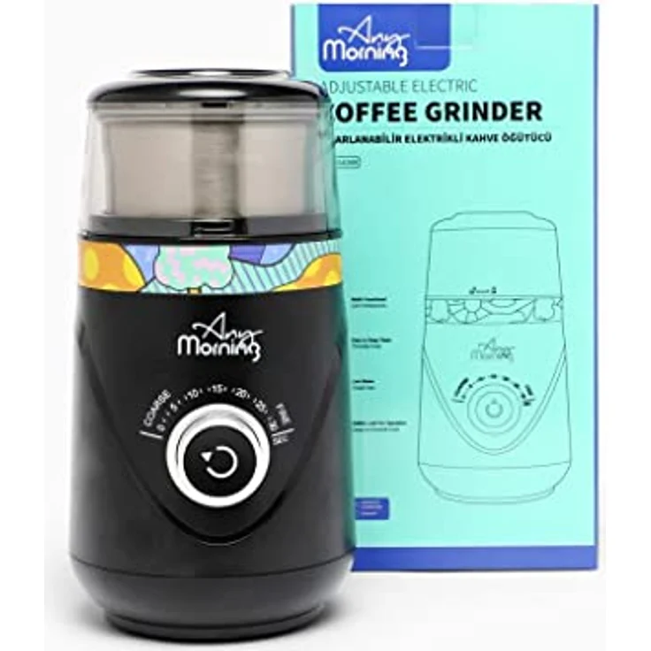 Any Morning Kaffeemühle | Mahlgrad einstellbar von grob bis extra fein | abnehmbarer Behälter | leiser Betrieb | für Kaffeebohnen, Gewürze, Nüsse | Füllmenge 94g – Bild 4