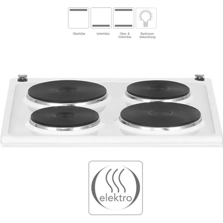Oranier Elektro-Standherd 50 cm - weißer freistehender Elektro-Herd mit 4 Masse-Kochplatten - 48 Liter Backofen - 4 Funktionen - STE512 – Bild 4