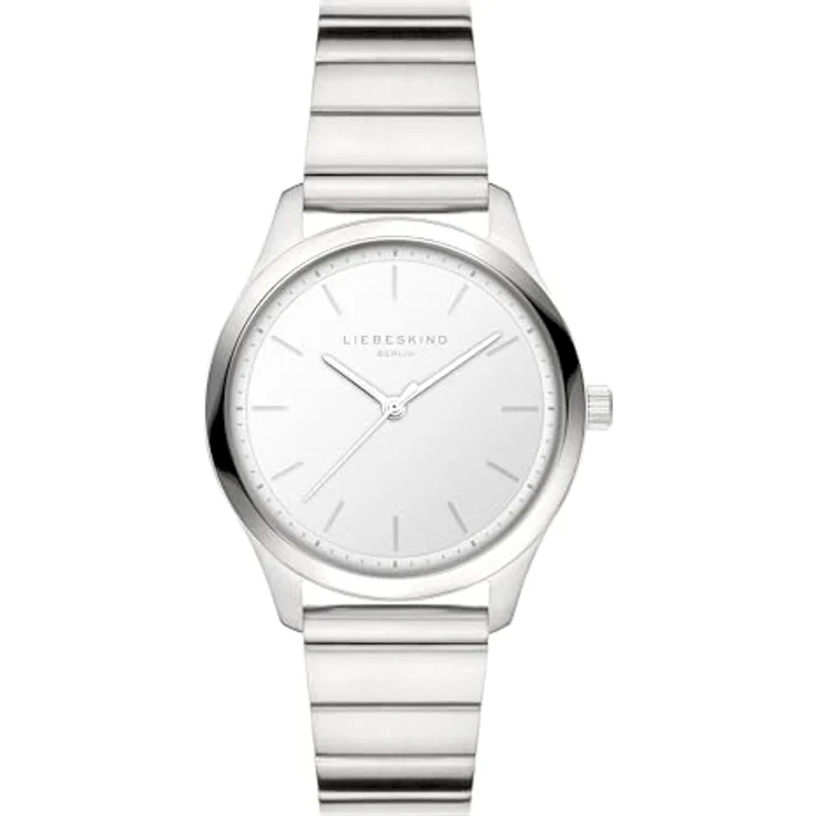 LIEBESKIND Quarzuhr Damen 33 mm, rundes Gehäuse in silber, teilmattiertes Edelstahl- und Lederarmband, 5 ATM wasserdicht – Bild 1