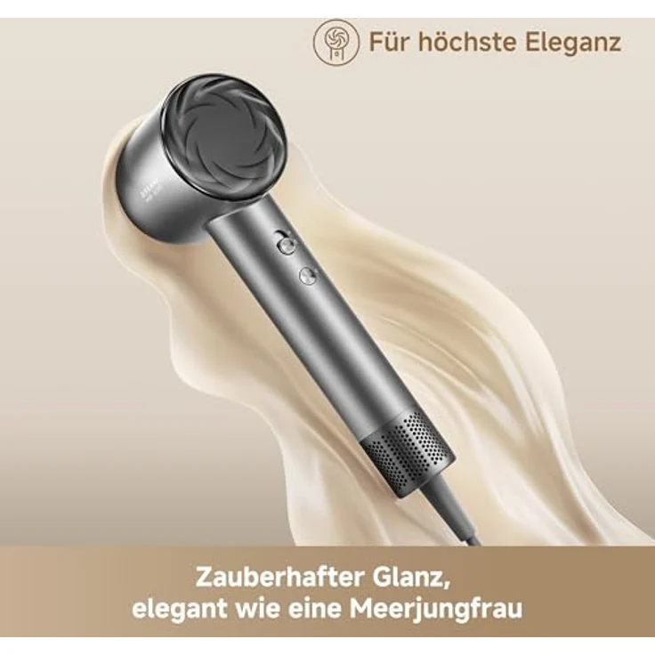 DREAME Hair Glory Mix, High-Speed-Haartrockner mit 3 magnetischen Düsen, NTC-Temperaturregelung, 300.000.000 negative Ionen/cm³, 110.000 U/min Motor, 336 g leicht, Schwarz – Bild 4