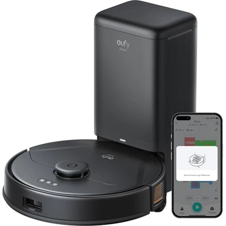 eufy X8 Pro Saugroboter mit Wischfunktion und Selbstentleerungsstation, Twin-Turbine™ 2× 4.000Pa Saugkraft, aktiver Entwirrungs-Bürste und iPath™ Laser-Navigation für Teppichreinigung von Tierhaaren – Bild 1