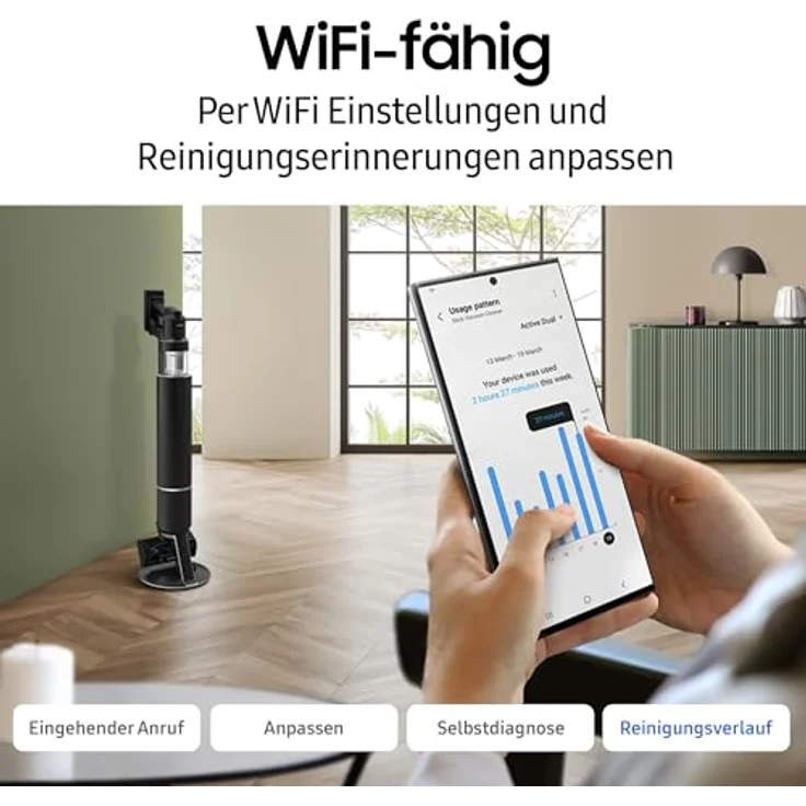 Samsung Akku-Handstaubsauger BESPOKE AI Jet, 280W, Akku+ Wet & Clean, beutellos, VS80F28EGS/WD, 770 W, lange Akkulaufzeit bis 60 min – Bild 10