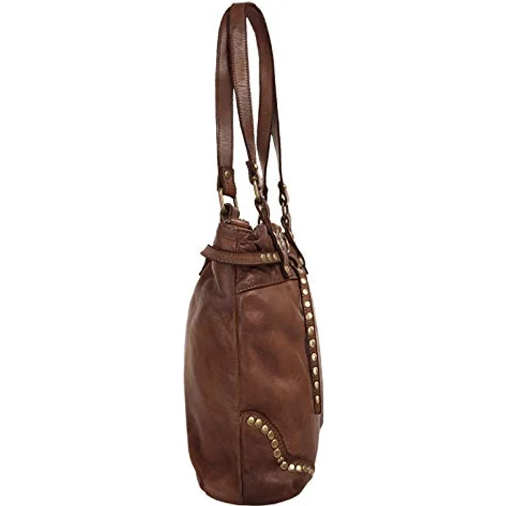 Samantha Look Shopper, echtes Leder, Made in Italy, 26 cm x 33 cm x 12 cm, mit Reißverschluss, abnehmbarer Schultergurt, Nietendetails – Bild 6