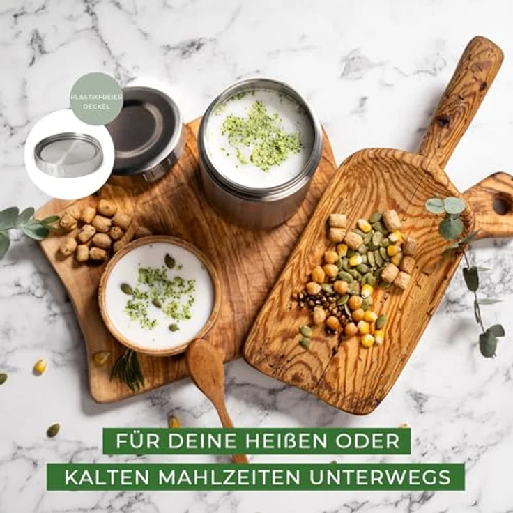 ECO Brotbox Isolierbehälter BO+ - Edelstahl Isolierbehälter - Rund, 500 ml, warmhaltend bis zu 8 Stunden – Bild 4