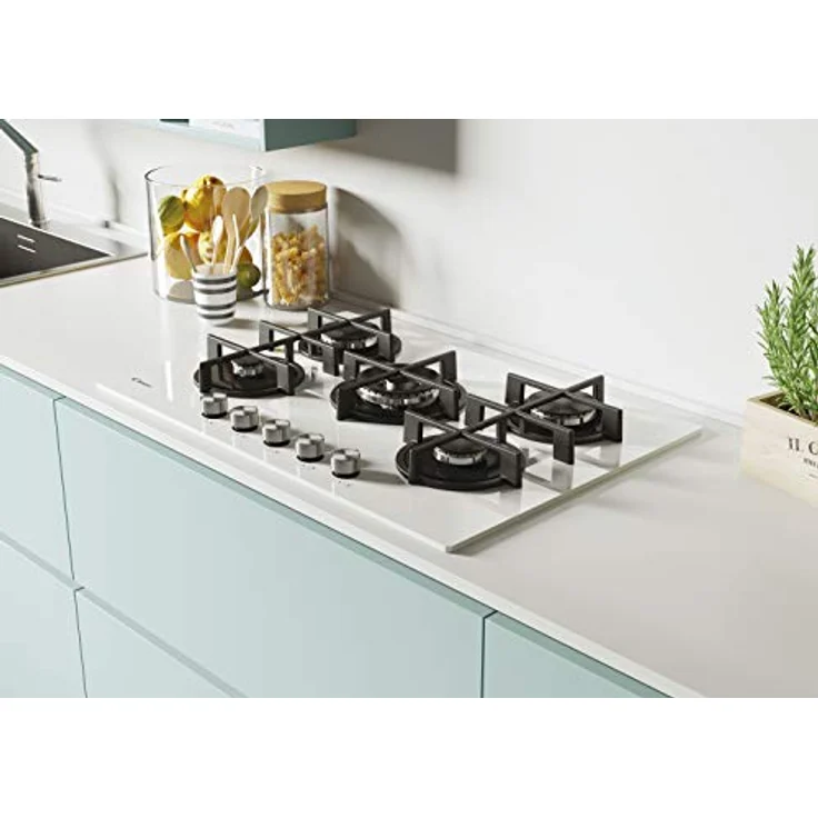 Candy CVG74WPW Glas-Gasplatte, 5 Brenner, Weiß - Mit Doppelkronenbrenner und Gesamtleistung 12,5 kW – Bild 2