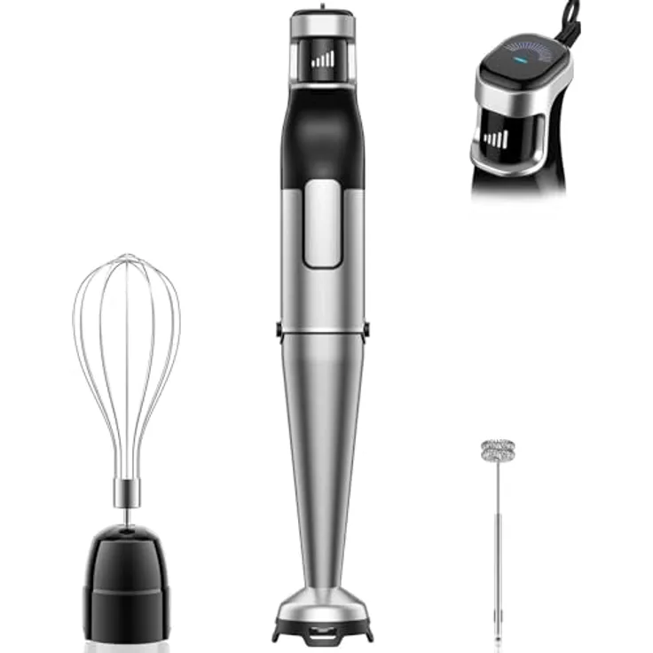 BESROY Stabmixer Set 3 in 1, 1100W Pürierstab mit Edelstahl-Klingen, Milchschäumer & Schneebesen, stufenlose Geschwindigkeit, kratzschonend, spülmaschinengeeignet