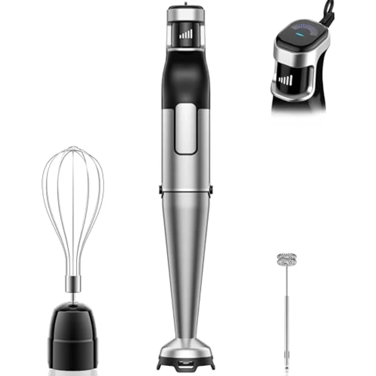 BESROY Stabmixer Set 3 in 1, 1100W Pürierstab mit Edelstahl-Klingen, Milchschäumer & Schneebesen, stufenlose Geschwindigkeit, kratzschonend, spülmaschinengeeignet – Bild 1