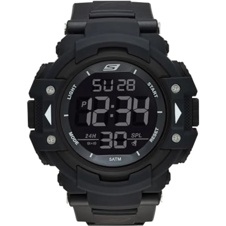 SKECHERS Watch SR1037, Digitale Armbanduhr mit 55 mm Gehäuse, schwarzem Nylongurt, wasserdicht bis 50 m – Bild 1