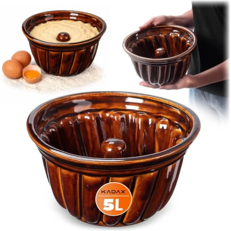KADAX Gugelhupfform Olympia, Spülmaschinenfeste Keramikbackform für Kuchen, 27 cm, Handgefertigt und Robust – Bild 1