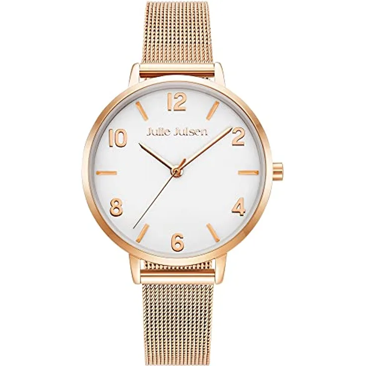 Julie Julsen JJW1486RGME Basic Damenuhr 3 bar Analog Edelstahl Meshband in Roséfarben