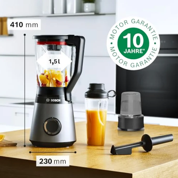 Bosch Serie 4 MMB4197S, Standmixer mit 1,5 l Fassungsvermögen, Pulsfunktion, 1200 W, Schwarz – Bild 2