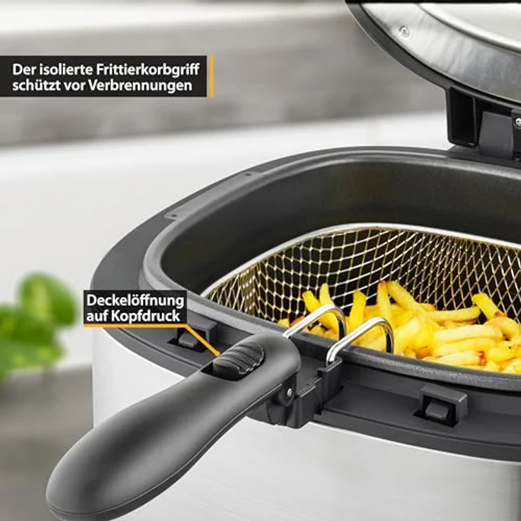 TZS First Austria Fritteuse | 3,5 Liter Fassungsvermögen | Antihaftbeschichtung | isolierter Griff des Frittierkorbs | Luftfilter aus Metall | 1800 Watt – Bild 3