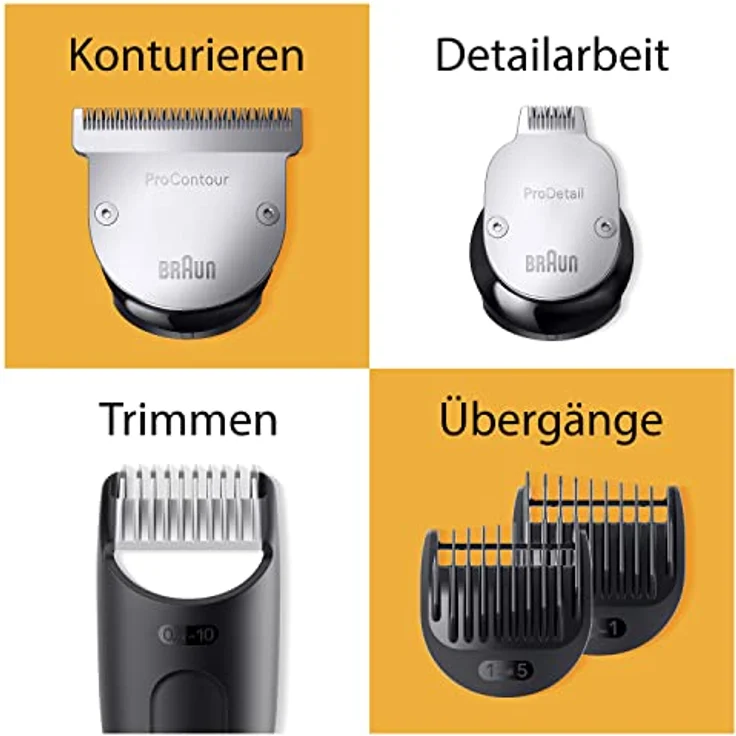 Braun Barttrimmer BT9420, Trimmer/Haarschneider Herren, Haarschneidemaschine Profi, 40 Einstellungen, Ladestation, Reiseetui, Bartschablone, 180 Min. kabellose Laufzeit, wasserdicht – Bild 3