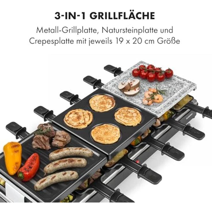 Klarstein Fonduelette XL 3-in-1 Raclettegrill & Fondue, 1650W, Naturstein, für 12 Personen, schwarz – Bild 3