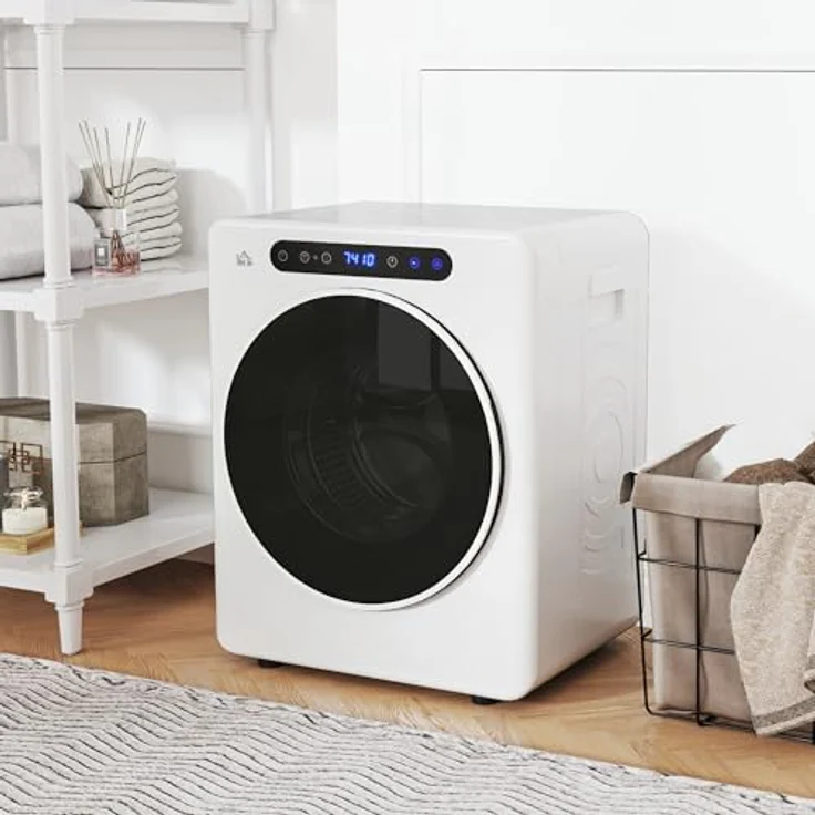 HOMCOM Mini Ablufttrockner, Edelstahl mit 3 kg Kapazität, 1000W Leistung, Weiß – Bild 2