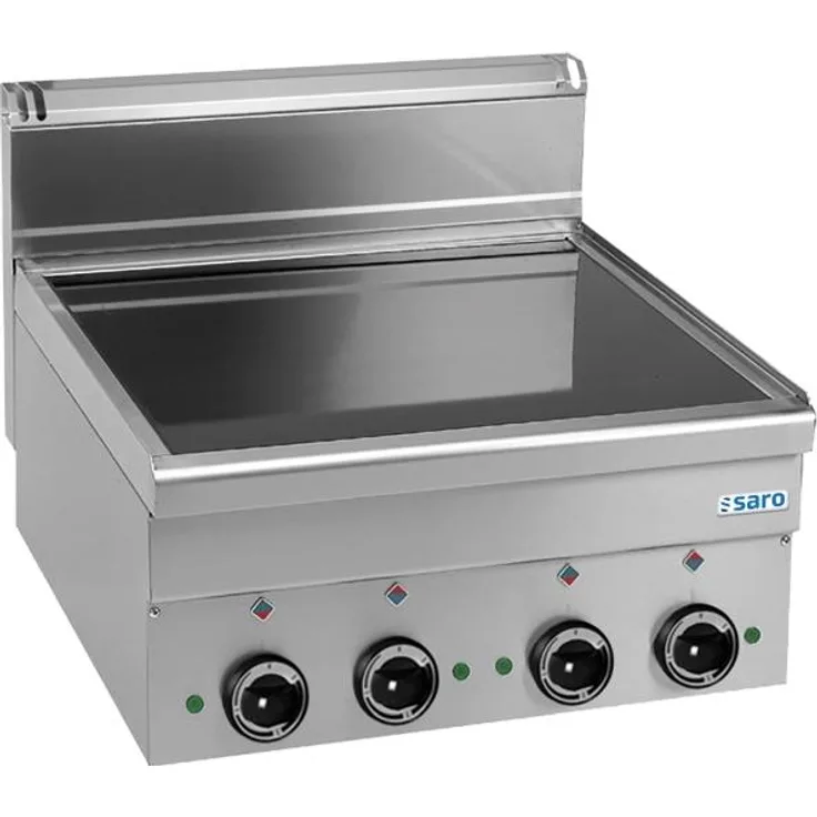 SARO EVC46 Glaskeramikkochfeld, 4 Felder, Auftisch, Edelstahl, 8,6 kW Leistung, Infrarot, 300 °C