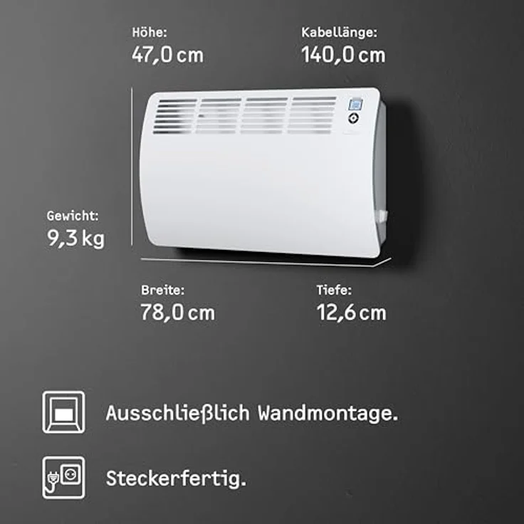 Stiebel Eltron Wand-Konvektor CON 20 Premium für 20 m², 2 kW, Wochentimer, Offene Fenster Erkennung, 237833, Konvektor – Bild 7