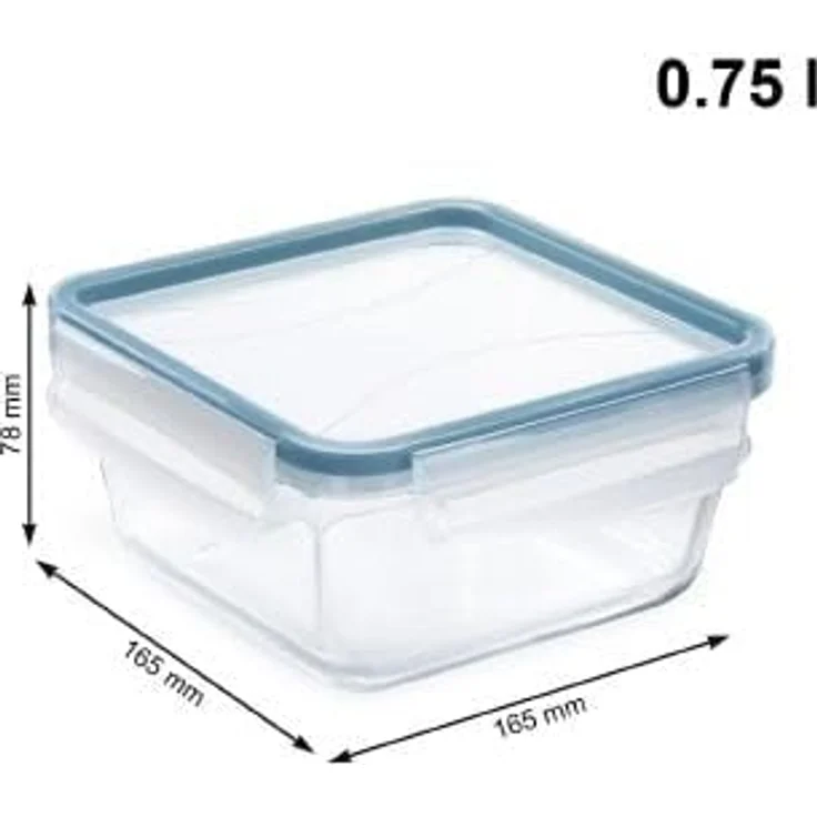 Rotho Kühlschrankdose Glas CLIC & LOCK 0,75 L, 3er Set, horizon blau, backofen- und mikrowellenfest – Bild 4