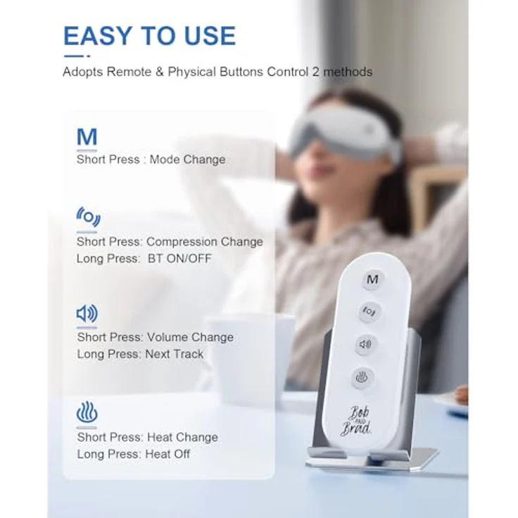 BOB AND BRAD EyeOasis 2 Plus Augenmassagegerät mit Wärme, Kompression und Musik, elektrische Massagebrille in elegantem Design, schwarz – Bild 3