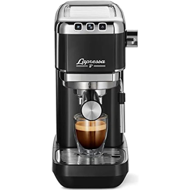 Tchibo Siebträger Espressomaschine „Lapressa“, mit Doppelauslauf und Milchaufschäumdüse (15 bar, 980ml Wassertank), inkl. zwei doppelwandigen Sieben, für Espresso und Milchschaum, schwarz - Preisvergleich – Bild 2