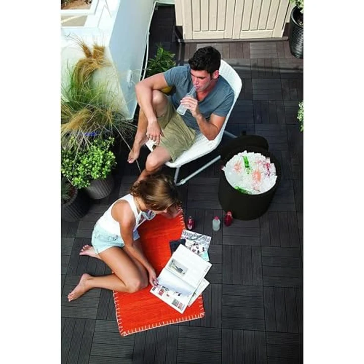 Keter Cool Stool, Kühlbox (39 l) mit wetterfestem Rattan-Look und vielseitiger Nutzung als Sitzhocker – Bild 2