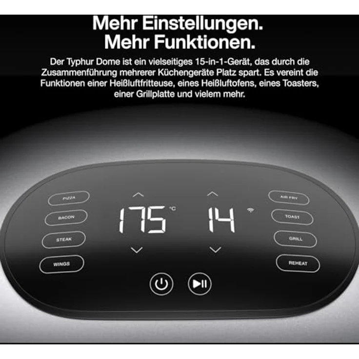 Typhur Dome 2 Heißluftfritteuse 5,3L, 15-in-1 Multifunktionskocher mit selbstreinigender Funktion, schneller Kochgeschwindigkeit und Antihaft-Keramikkorb – Bild 4