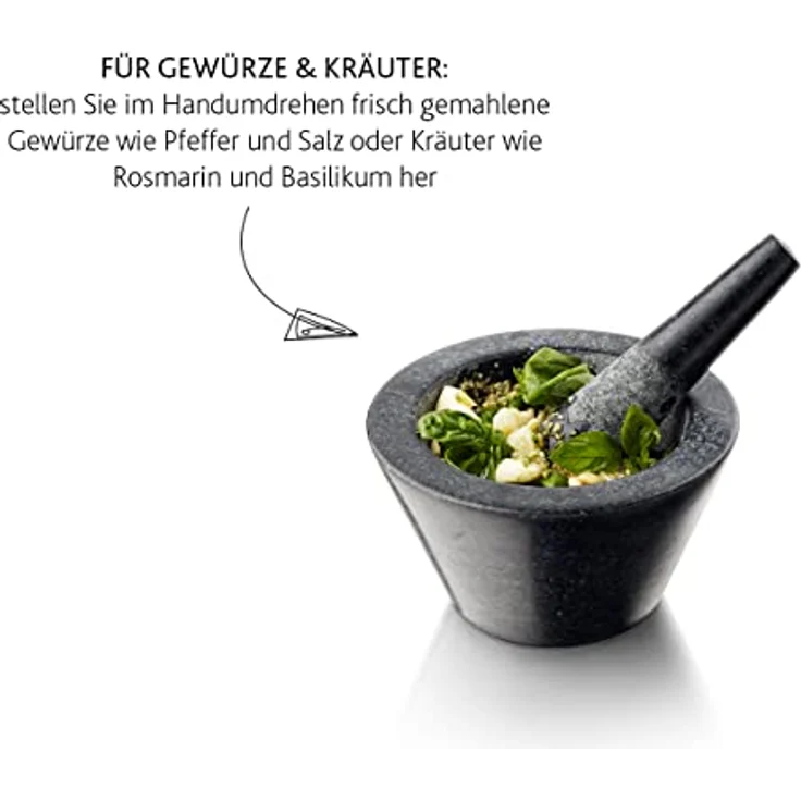 BOSKA Mörser Herbs, robuster Look, Spülmaschinenfest, aus Granit, Schwarz / 175 x 175 x 100 mm – Bild 2