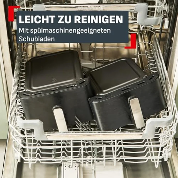 Tefal Heißluftfritteuse EY7528 Easy Fry Crispy Stack, Doppelkammer, platzsparendes Design, 6 L + 4 L – Bild 6