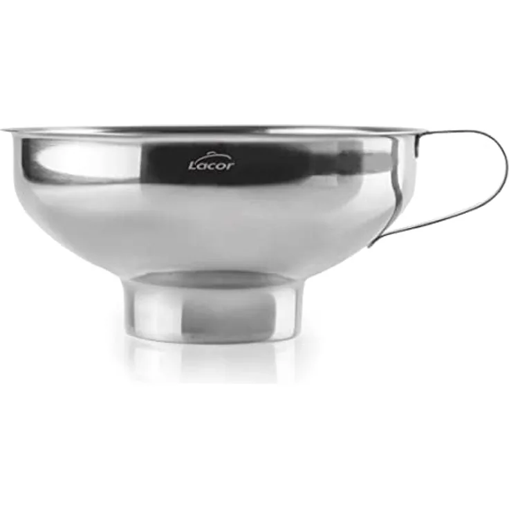 Lacor - 62517 - Marmeladentrichter aus Edelstahl 18/10, Trichter mit Weithals, ideal zum Übertragen von Flüssigkeit, Öl, Marmelade, Ø 13,5 x 6 cm, grau