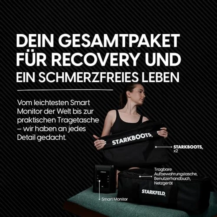 STARKFELD STARKBOOTS Recovery Boots | Lymphdrainage & Beinmassagegerät | 40-200 mmHg | Venenrückfluss & Wassereinlagerungen | Lipödem & straffe Beine | S, Schwarz – Bild 3