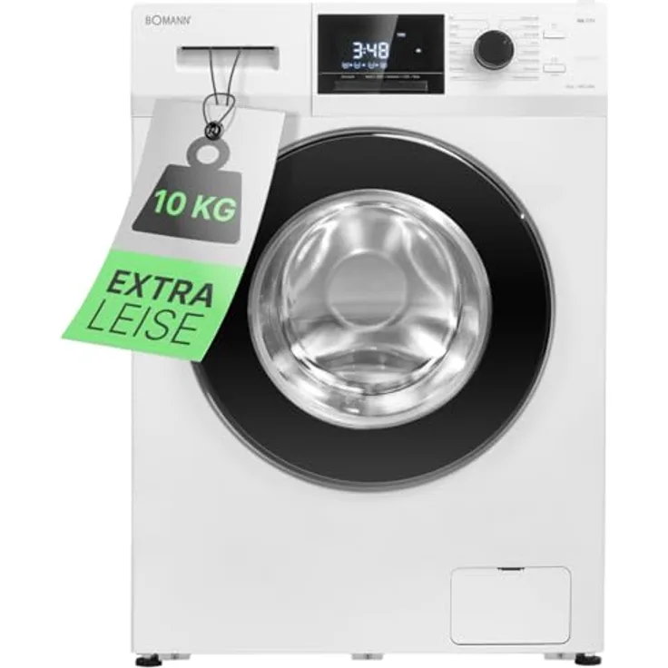 Bomann® Waschmaschine WA 7111 10kg | max. 1400 U/min | 16 Programme | Bürstenloser DC-Motor | Endzeitvorwahl | Zulaufschlauch-Sicherheitssystem | Washing Machine in Weiß