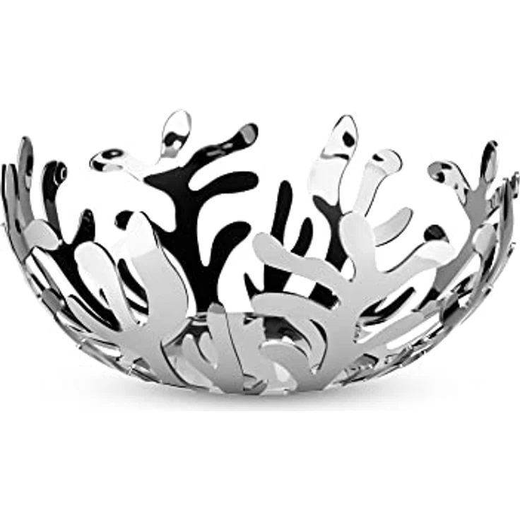 Alessi Mediterraneo ESI01/25 Obstschale aus Edelstahl (7 x 26 x 14,5 cm) - Mediterraner Touch, organisch geformt, in Silber – Bild 1