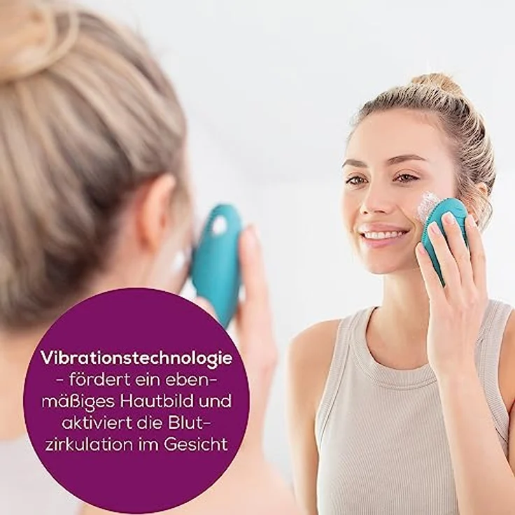 BEURER Elektrische Gesichtsreinigungsbürste FC 52 Laguna, 2-in-1 Funktion mit hautfreundlicher Silikonoberfläche, porentiefe Reinigung und sanfte Massage, blau – Bild 5