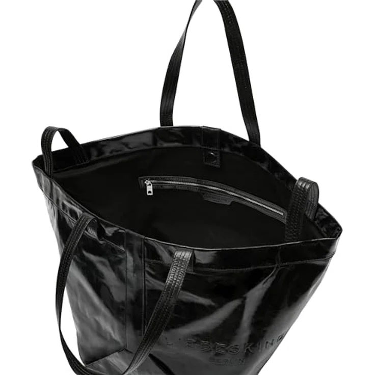 Liebeskind Berlin Shopper Elvira Paper Touch Crinkle, aus echtem Rindsleder, Schwarz – Bild 3