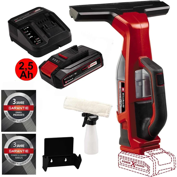 Einhell Akku-Fensterreiniger BRILLIANTO Power X-Change, streifenfreie Reinigung, kabellos, mit Akku