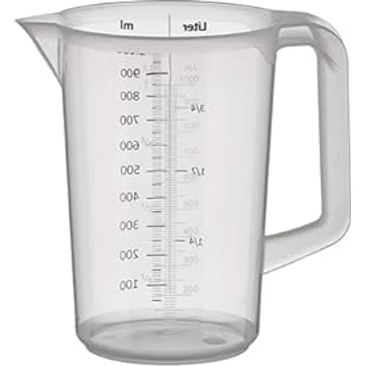 APS 30047 Messbecher Ø 12cm, H: 17cm, 1 Liter Polypropylen mit geschlossenem Griff, geprägte Maßskalierung außen Liter- Milliliter-Einteilung – Bild 2