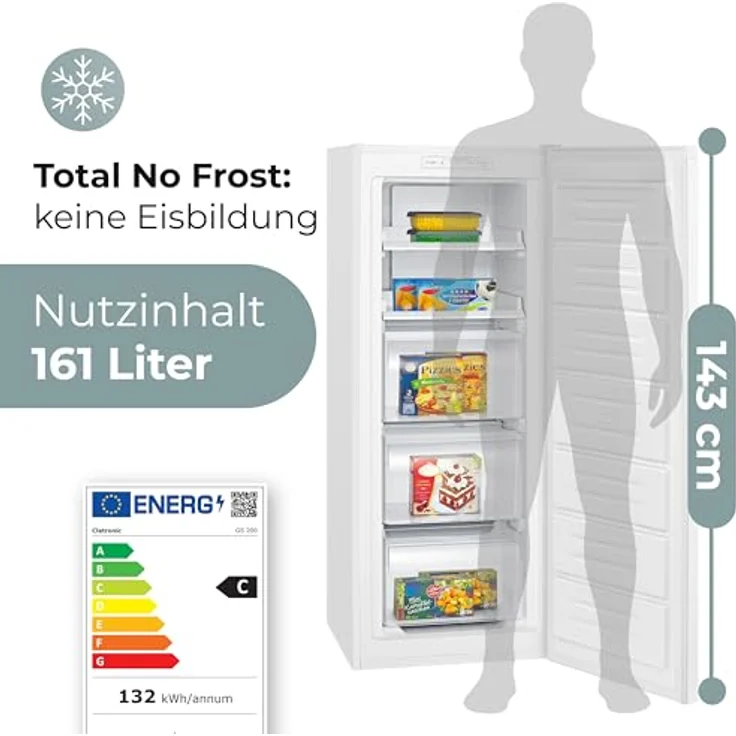 Clatronic GS 200 Gefrierschrank Nofrost, 143 cm, 161 Liter, MultiAirflow, leise 39 dB, bis zu -18°C, weiß: Tests, Infos & Preisvergleich