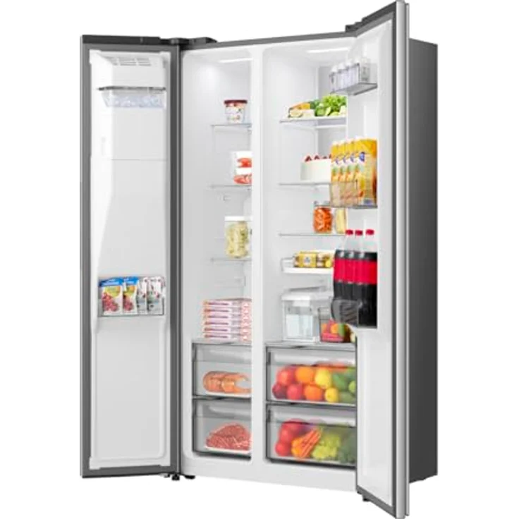 Hisense RS5P528STIC, Freistehender Side-by-Side-Kühlschrank, 528 l, Edelstahl, Amerikanische Tür, No-Frost-Technik, Grau – Bild 5
