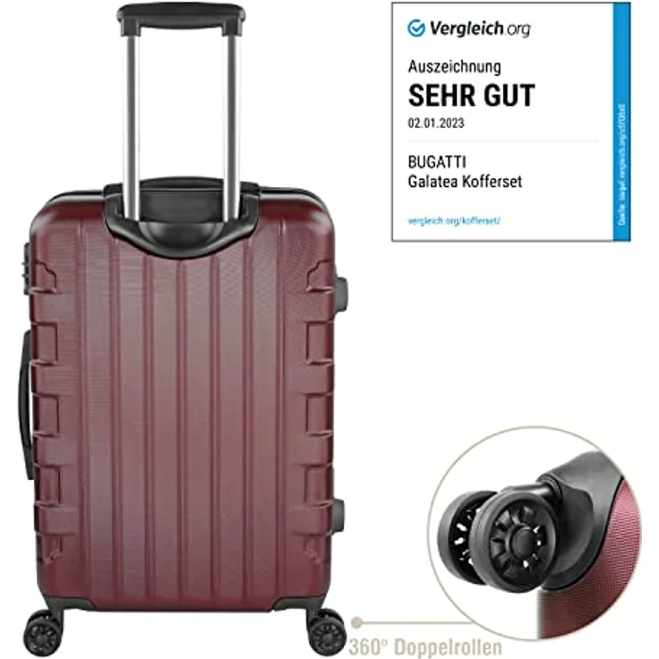 Bugatti Galatea Hartschalenkoffer 66x47x26,5 cm - 65L, 4 Rollen mit TSA Zahlenschloss, rot – Bild 2