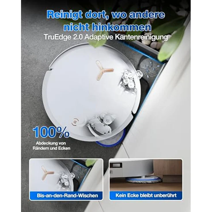 ECOVACS DEEBOT T50 MAX PRO Omni Saugroboter, 18.500Pa, ZeroTangle 2.0, Heißwasser-Reinigung, Weiß – Bild 4