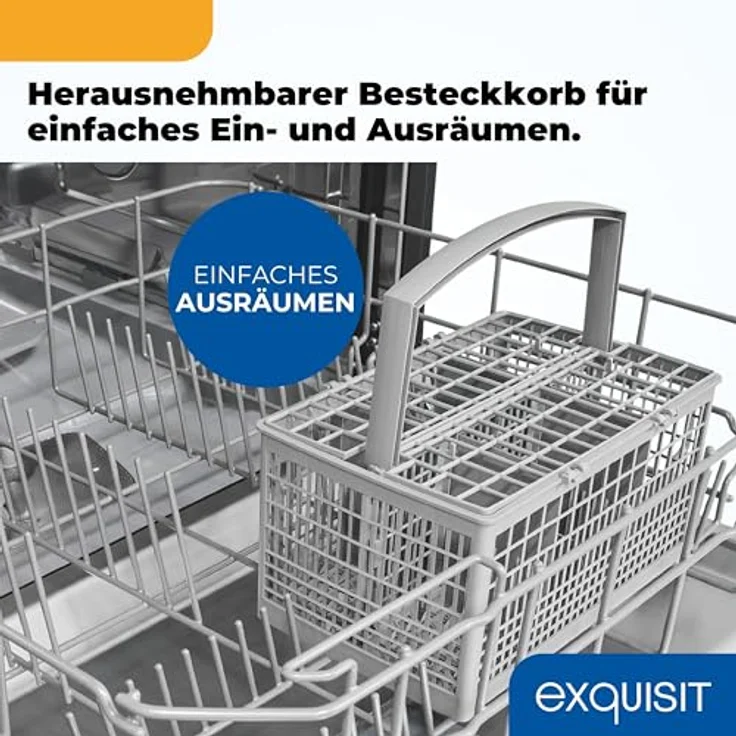 Exquisit EGSP56012-E-030E, vollintegrierter Einbaugeschirrspüler 60cm, 12 Maßgedecke, 11 Liter Verbrauch, 4 Spülprogramme, ECO-Modus, silber – Bild 9