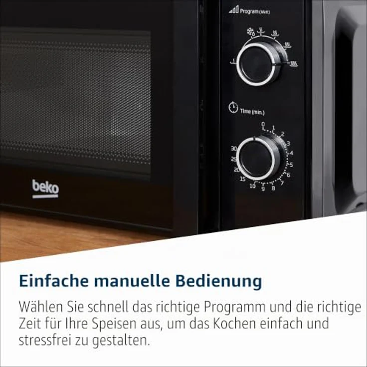 Beko MOC20100BFB Mikrowelle, Standgerät, 20 L Garraum, 700 W, Auftauen, Drehregler, schwarz – Bild 8