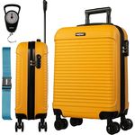 NOWI Las Palmas Kabinenkoffer, 55x40x20cm, leichter Hartschalenkoffer mit 34L, Kofferwaage, Gurt, gelb, für Ryanair und Lufthansa