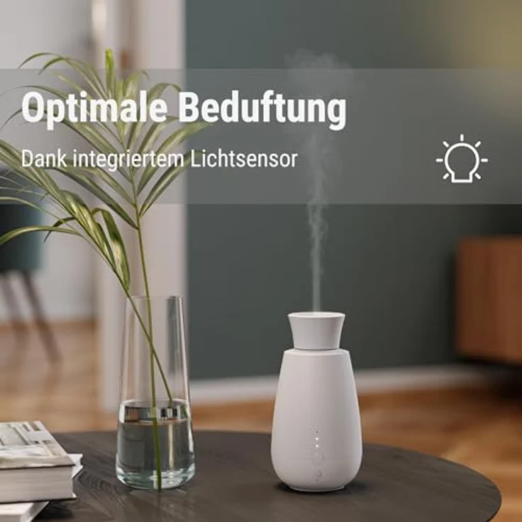 Stadler Form Aroma Diffuser Ella, intelligentes Duft-Spray-System für ätherische Öle, kabellos, mit Licht-Sensor, schwarz – Bild 3