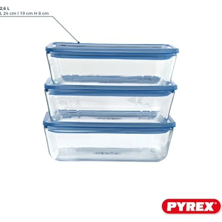 Pyrex Pure Glass Collection, Lebensmittelbehälter aus Borosilikatglas, 1,5 l, 3er-Set, spülmaschinengeeignet, für Backofen und Mikrowelle, hermetischer Verschluss – Bild 4