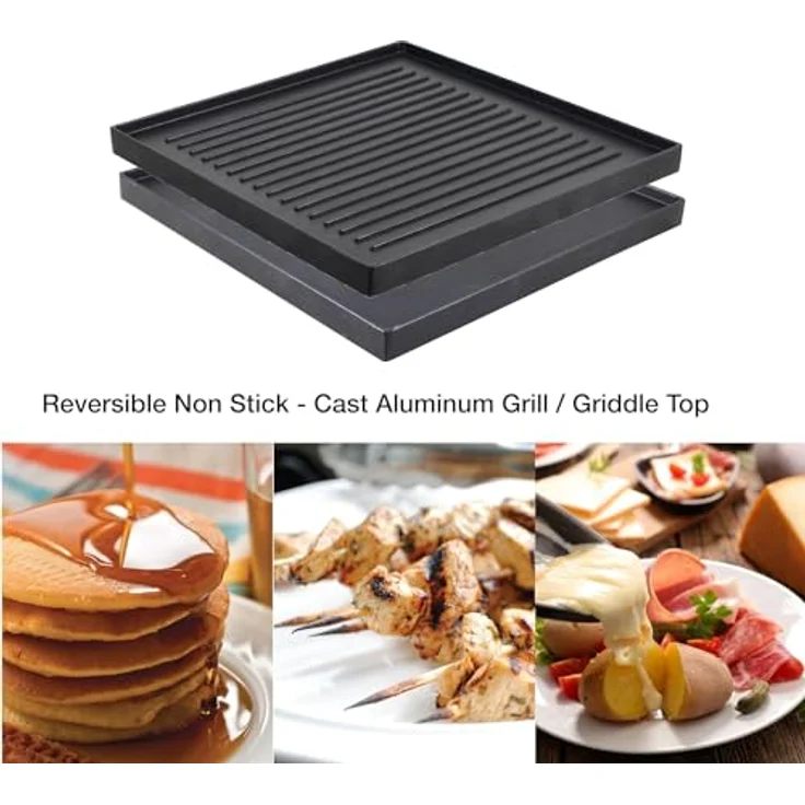 Swissmar Genfer Raclette-Grill, Racletteofen für 4 Personen mit reversibler Gusseisen-Grillplatte, Silber – Bild 6