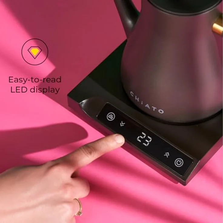 CHiATO flowPLAY Classic, Elektrischer Wasserkocher mit 0.6 l Fassungsvermögen, Temperaturregelung bis 100 °C, Schwarz – Bild 5