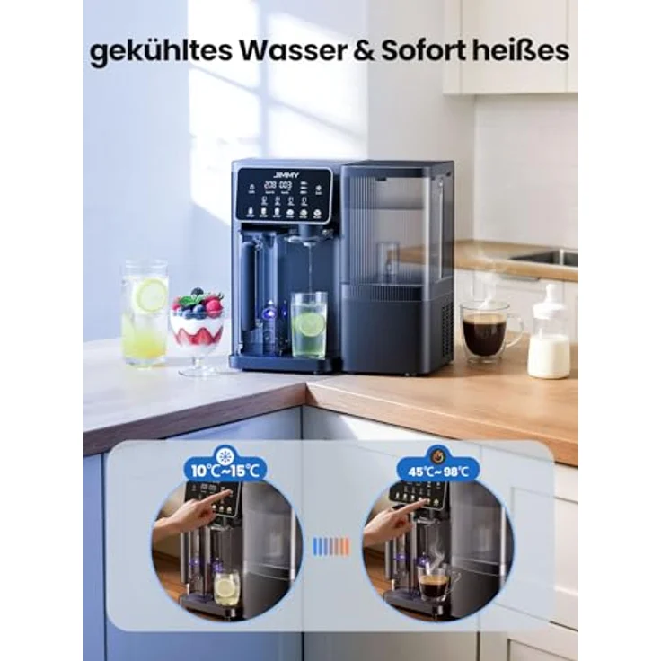 Jimmy R9 Pro, Osmoseanlage Trinkwasser mit Heißwasserspender und Wasserkühlung, 7-stufiger Filterung, UV-Technologie, Touchscreen, 3-Sekunden Heißwasser, 5,5 Liter Tritan-Wassertank – Bild 5