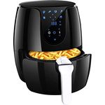 Heißluftfritteuse mit 6 Verschiedenen Kochprogrammen 1500W Fritteuse mit Rezeptbuch LED-Touchscreen Heissluftfritteuse ohne Öl, einfach zu reinigen